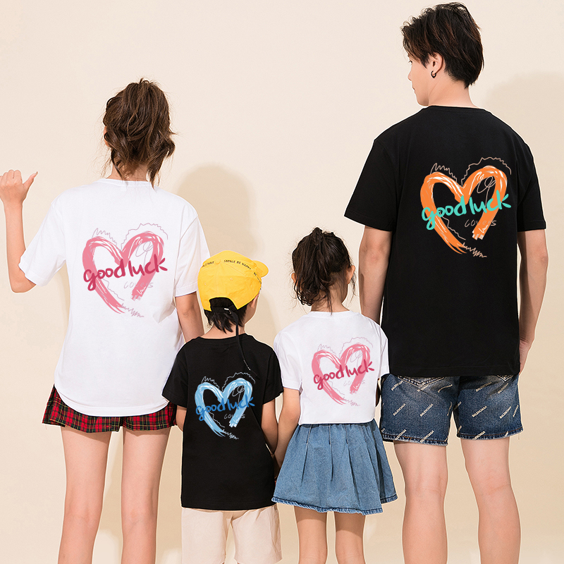 纯棉亲子装高端夏装一家三口四口夏季母子女装2025新款潮短袖T恤