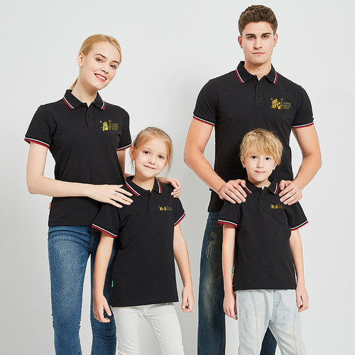 夏季纯棉纯棉polo衫亲子装全家福