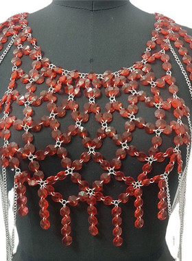 塑料水晶女彩色夸张身体链项链