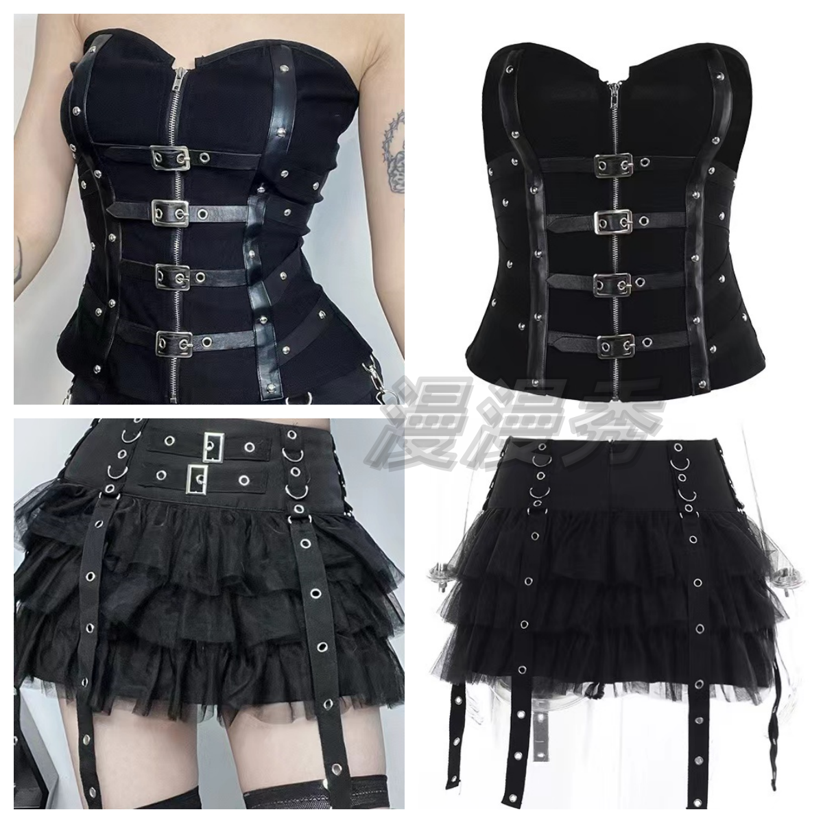 性感辣妹百搭鱼骨抹胸皮扣背心暗黑时尚潮人蛋糕裙朋克蓬蓬短裙,女装/女士精品,民族服装/舞台装,淘宝优惠券,粉丝福利购,淘宝优惠卷