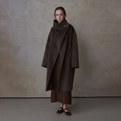 NOEND 24AW 高克重一件过冬荡领立领多种穿搭长款羊毛大衣外套