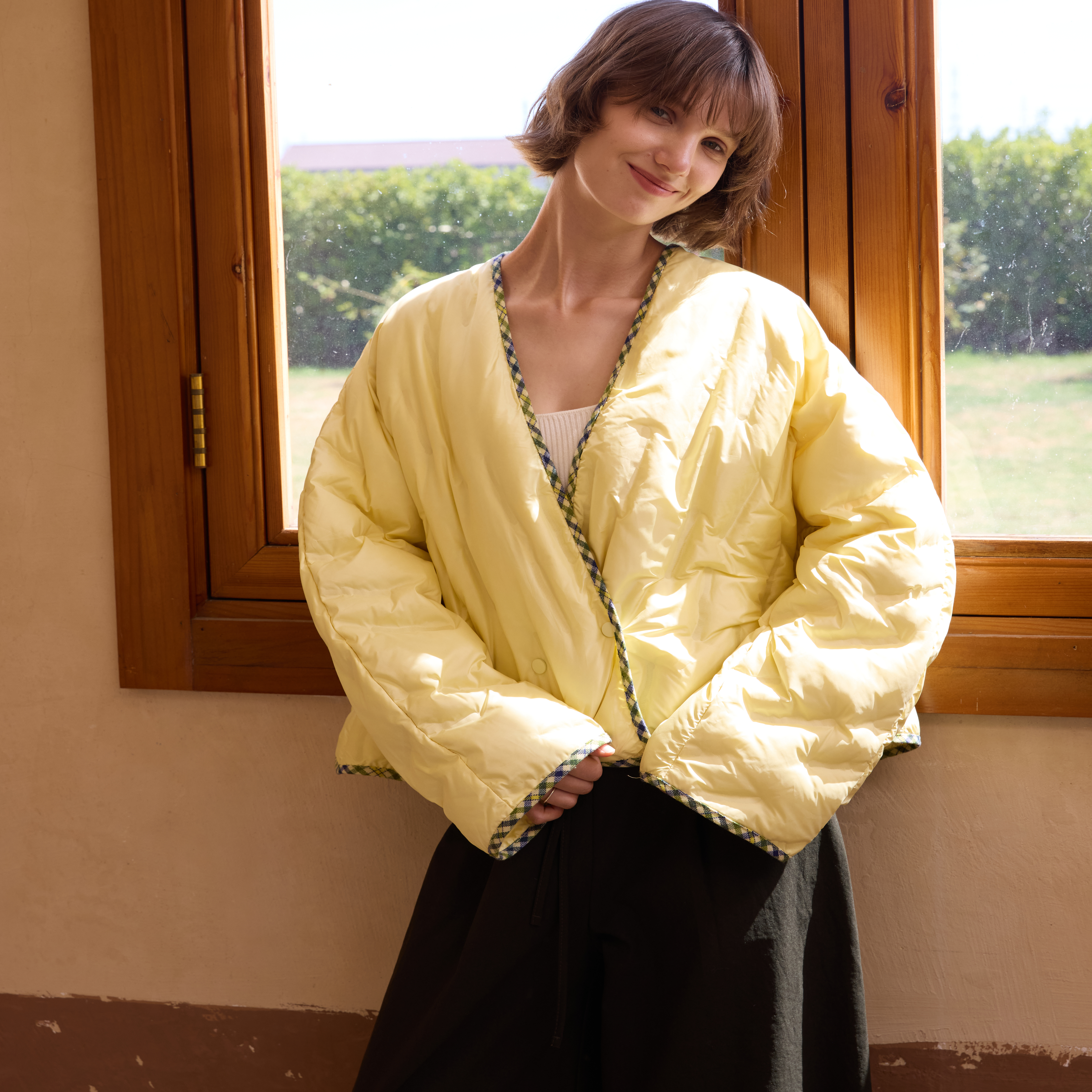 NOEND 2轻盈蓬松感廓形外套 百搭V领短款羽绒服