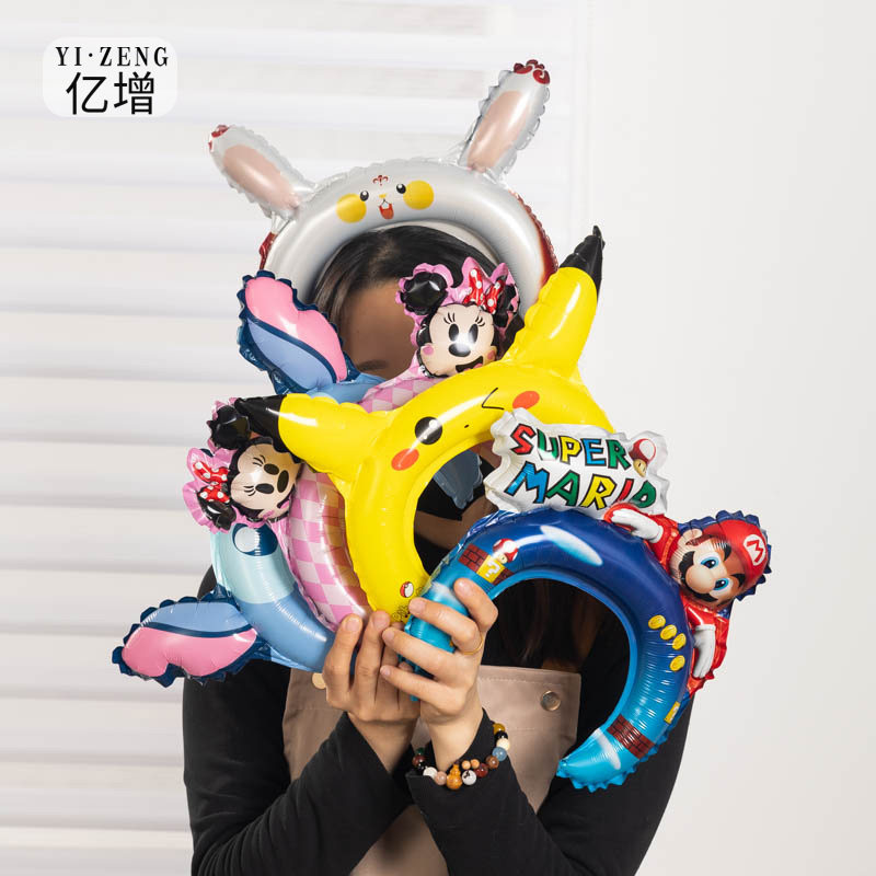 马里奥皮卡丘动物头饰成人充气生日装饰布置帽子气球帽地摊快消品