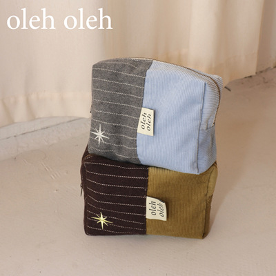 oleholeh灯芯绒复古大容量化妆包