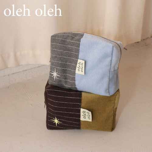 oleholeh灯芯绒复古大容量化妆包