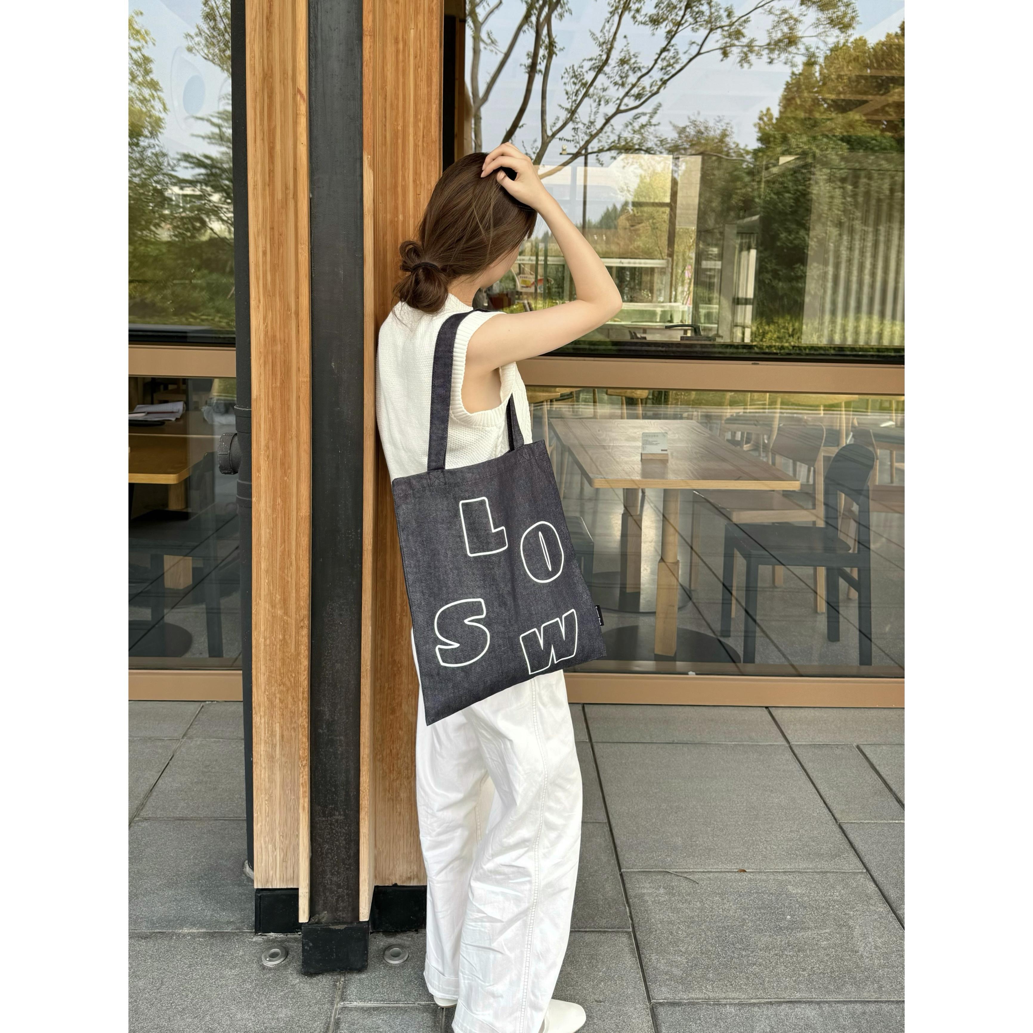 新款ins牛仔百搭松弛单肩帆布包