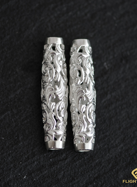 日本正品lakey全银唐草管珠项链银链配件男女日本手工银饰