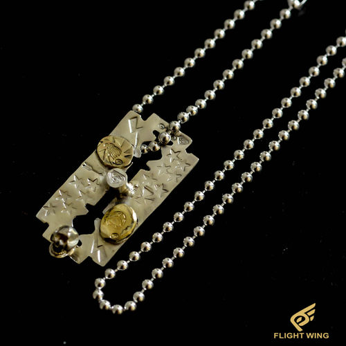 高山隆刀片骷髅项链手工银饰吊坠