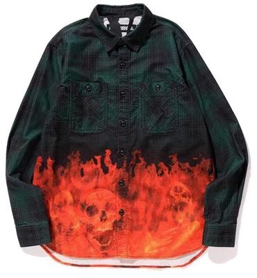 neighborhood秋冬涂鸦火焰衬衫