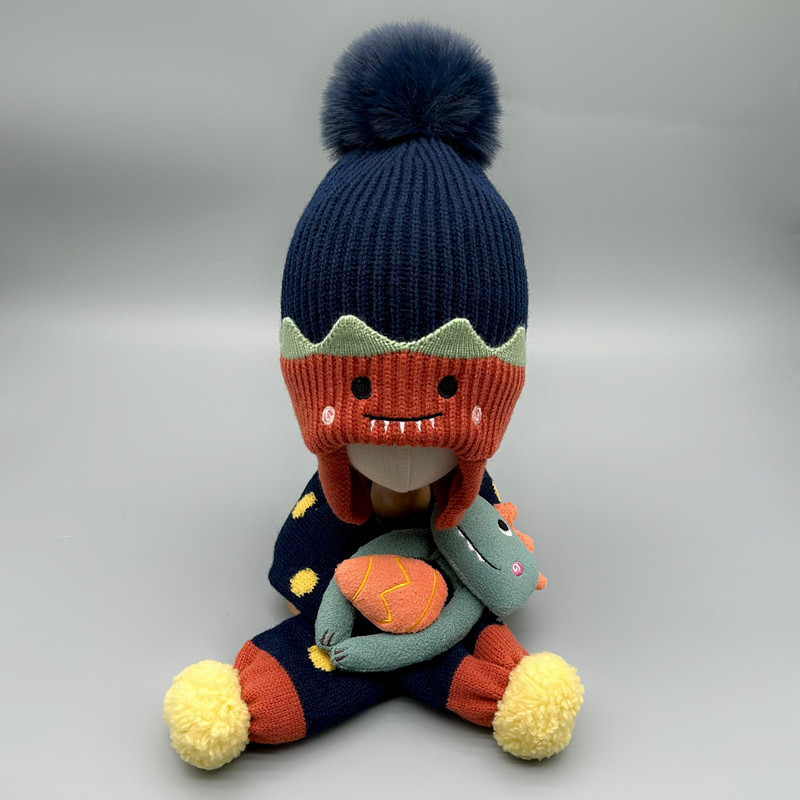 宝宝帽子秋冬可爱婴儿毛线帽围巾