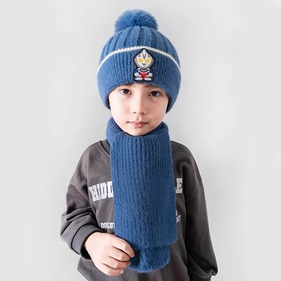 奥特曼冬季儿童围巾一体帽子