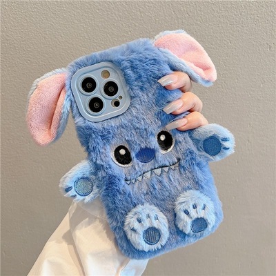 秋冬天毛茸茸史迪仔毛绒可爱civi3/2/1s适用于小米13ultra手机壳k60pro至尊版K50/K40S适用于红米note12R/11t