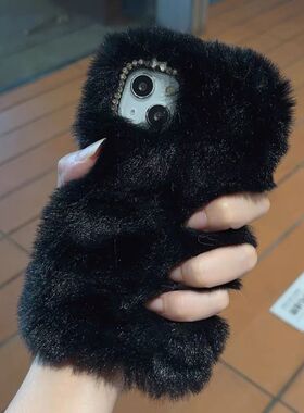 秋冬款简约纯色毛绒男女情侣款适用华为nova14/13pro/12/11/10/9se手机壳magic7pro/6/5/4荣耀play9t/8T/7t6C