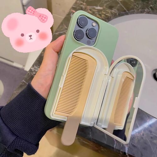 ins风创意新款带镜子梳子一体y500女y50m/vivo X300pro/X200/X100s/y300i手机壳vivos50promini/s30/S20/S19