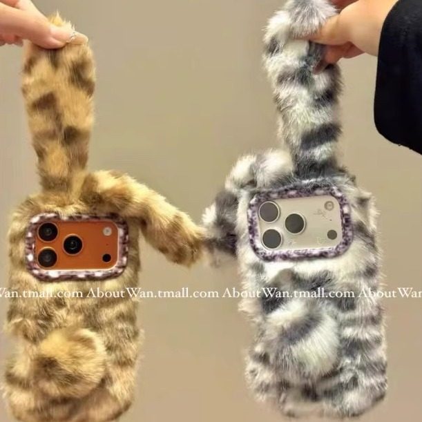 防冻保暖手豹纹y77毛绒y78m/vivoy37兔子y36i冬IQOO15/13/12/11s/IQOONEO10/9s pro+7se/6手机壳iqoo z9x/z8x