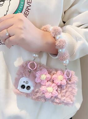 秋冬天针织毛线花朵毛绒nzone S7pro+小清新sp100/200适用华为nova11pro/10//9se手机壳荣耀play8t/7t/6t女5t