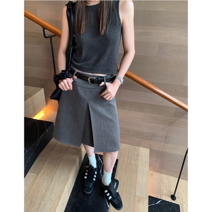 学院风半身裙大码 高腰遮胯百褶裙可两面穿文艺中裙复古纯色A字裙