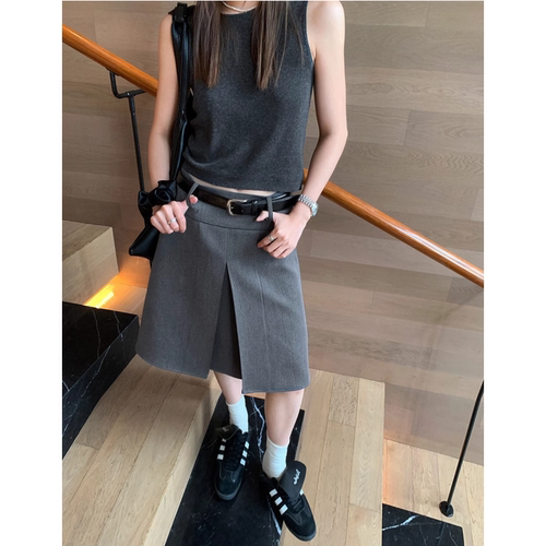 可两面穿文艺风百褶中裙