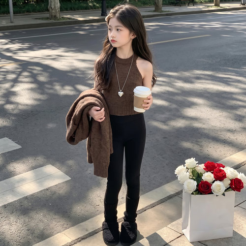 毛衣开衫吊带两件套女