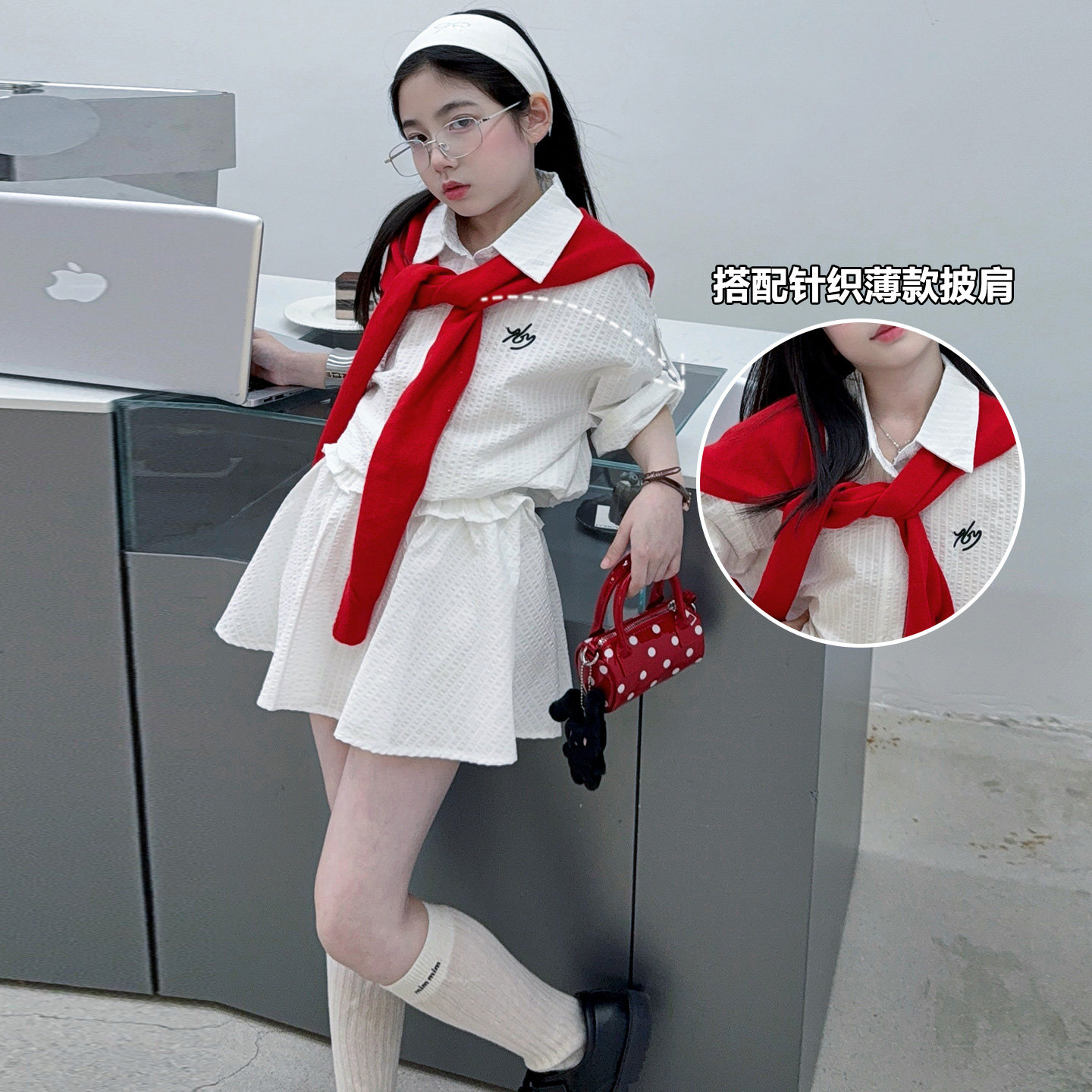 女童裙子套装夏装2026新款女孩大童洋气海边度假裙儿童半身裙