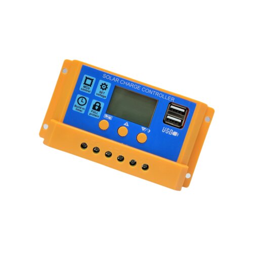 锂电铅酸10A20A12V光伏太阳能控制器橙蓝液晶LCD太阳能充电控制器