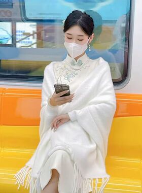 毛茸茸斗篷民族风女秋冬