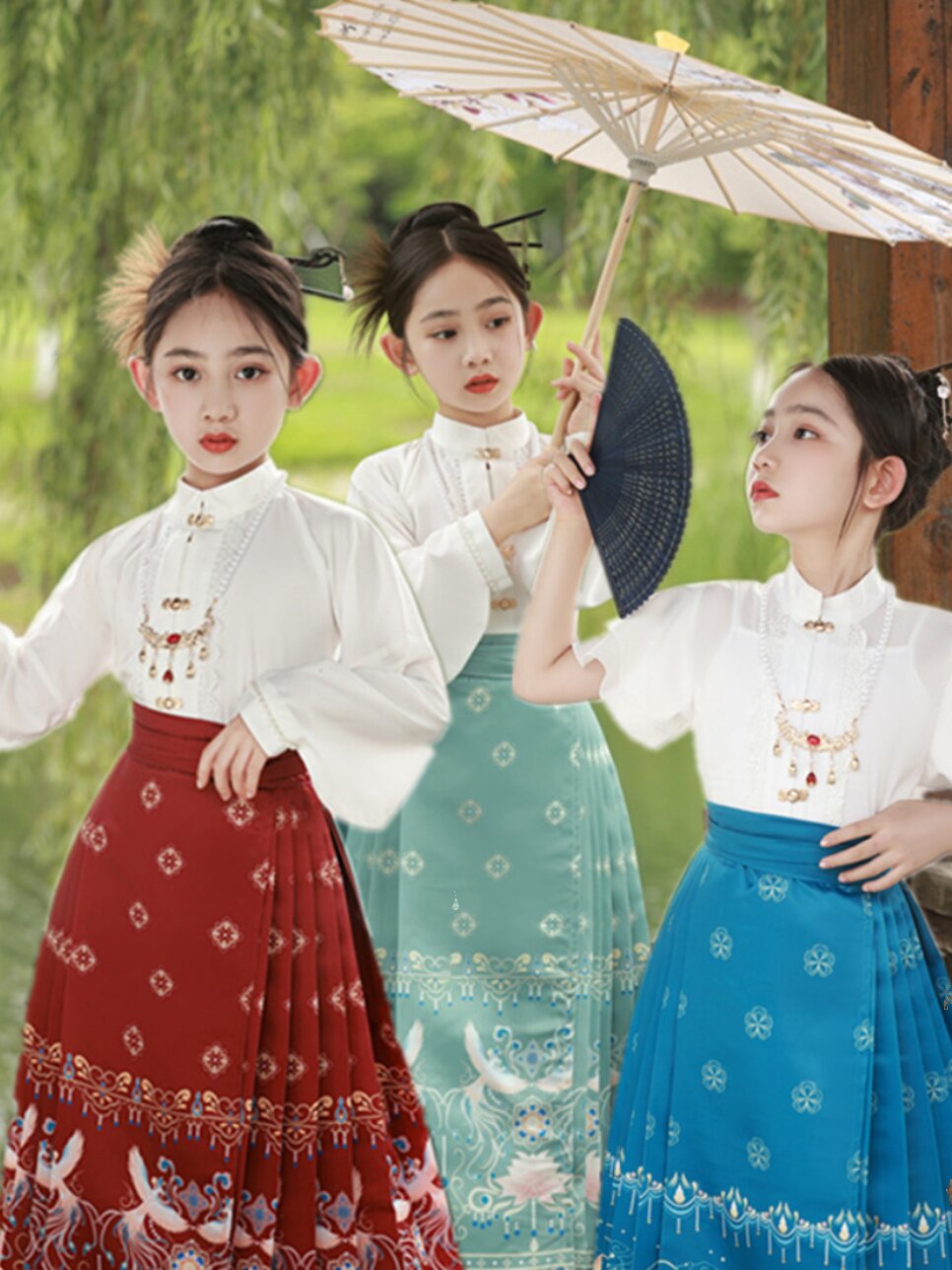 新款女童古风春秋款儿童汉服明制超仙裙子中国风唐装女孩夏天马面图片