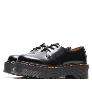 1461黑色亮面厚底英伦风男女情侣鞋 固特异工艺新款 低帮3孔马丁鞋