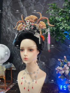 86版西游记女儿国太师头饰 大全套，头饰发包，项链、耳环