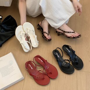 SHOE-REN 韩版夹趾一字带凉鞋女2026年新款气质低跟夹趾人字拖