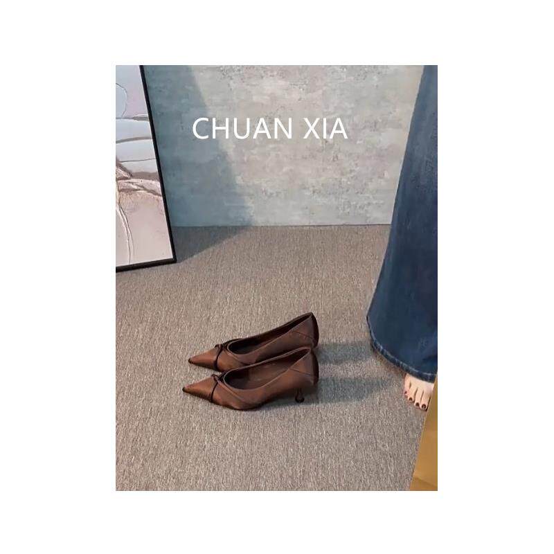 羊皮版~气质高级感不累脚细跟高跟鞋女法式小众通勤百搭尖头单鞋