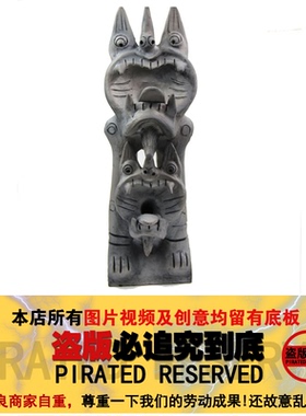 云南黑陶土陶剑川双头瓦猫白族民族工艺品庭院别墅装房顶装饰品