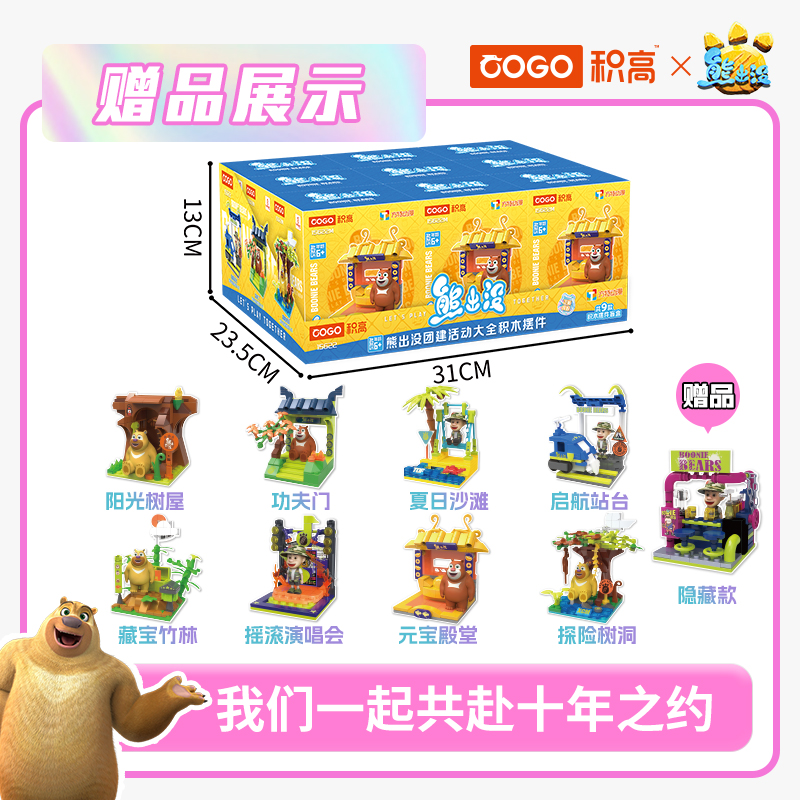 积高熊出没盲盒熊出没周边玩具联名正版授权潮玩拼装积木盲盒系列