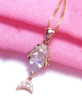 俄罗斯585紫金玫瑰金时尚韩版秀气金鱼吊坠女款简约奢华ins高级感