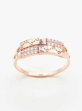 俄罗斯手饰镀玫瑰金简约时尚精美锆石戒指女款小众气质