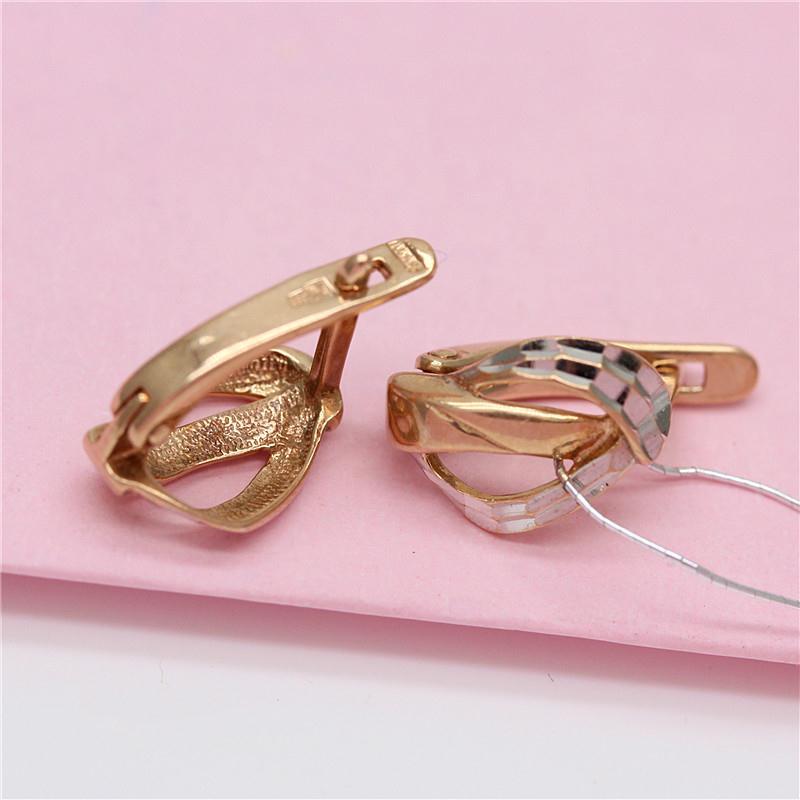 俄罗斯585紫金镂空耳环经典时尚韩版女款耳饰镀14K玫瑰金气质礼物