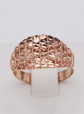 俄罗斯镀玫瑰金饰品气质个性百搭金珠拉丝宽面戒指送礼简约时尚女