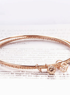 俄罗斯镀玫瑰金三生三世手镯女士时尚简约经典手饰精美