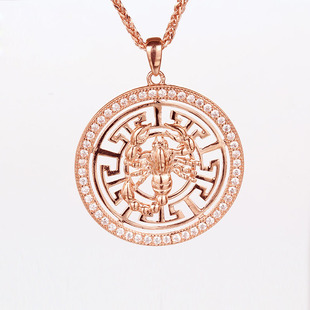 俄罗斯585紫金圆牌天蝎座女镀14K玫瑰金经典个性时尚简约轻奢小众