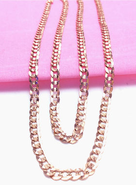 俄罗斯板链女款欧美时尚饰品潮流简约豪华气质镀玫瑰金项链高级感