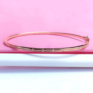 俄罗斯585紫金玫瑰金车花手镯女ins高级精致百搭时尚潮流简约韩版