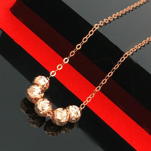 俄罗斯585紫金珠珠项链欧美气质简约百搭镀18K玫瑰金女锁骨链礼物