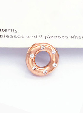 俄罗斯585紫金圆圈吊坠镀14K玫瑰金时尚百搭高级感锁骨链女款礼物