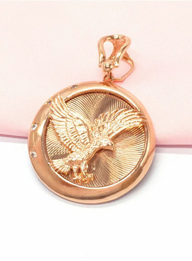 俄罗斯585紫金镀14k彩金玫瑰金大方奢华大鹏展翅吊坠礼物项链女款