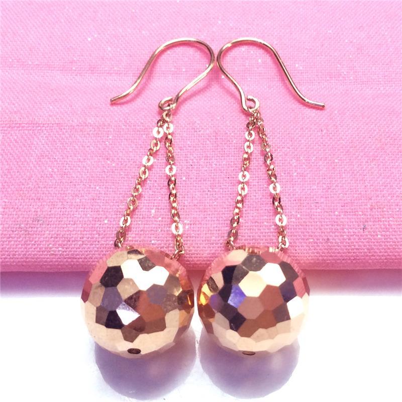 俄罗斯585紫金圆球耳环小众设计感百搭时尚简约ins精致高级感耳饰