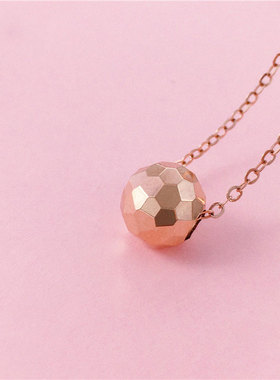 俄罗斯585紫金转运珠吊坠时尚百搭简约气质镀18K玫瑰金彩金女项链