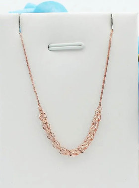 俄罗斯585紫金光面凤尾项链简约甜美镀14K玫瑰金大气时尚饰品女款