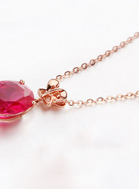 俄罗斯585紫金镀14K玫瑰金时尚镶嵌红宝石蝴蝶吊坠气质奢华女饰品