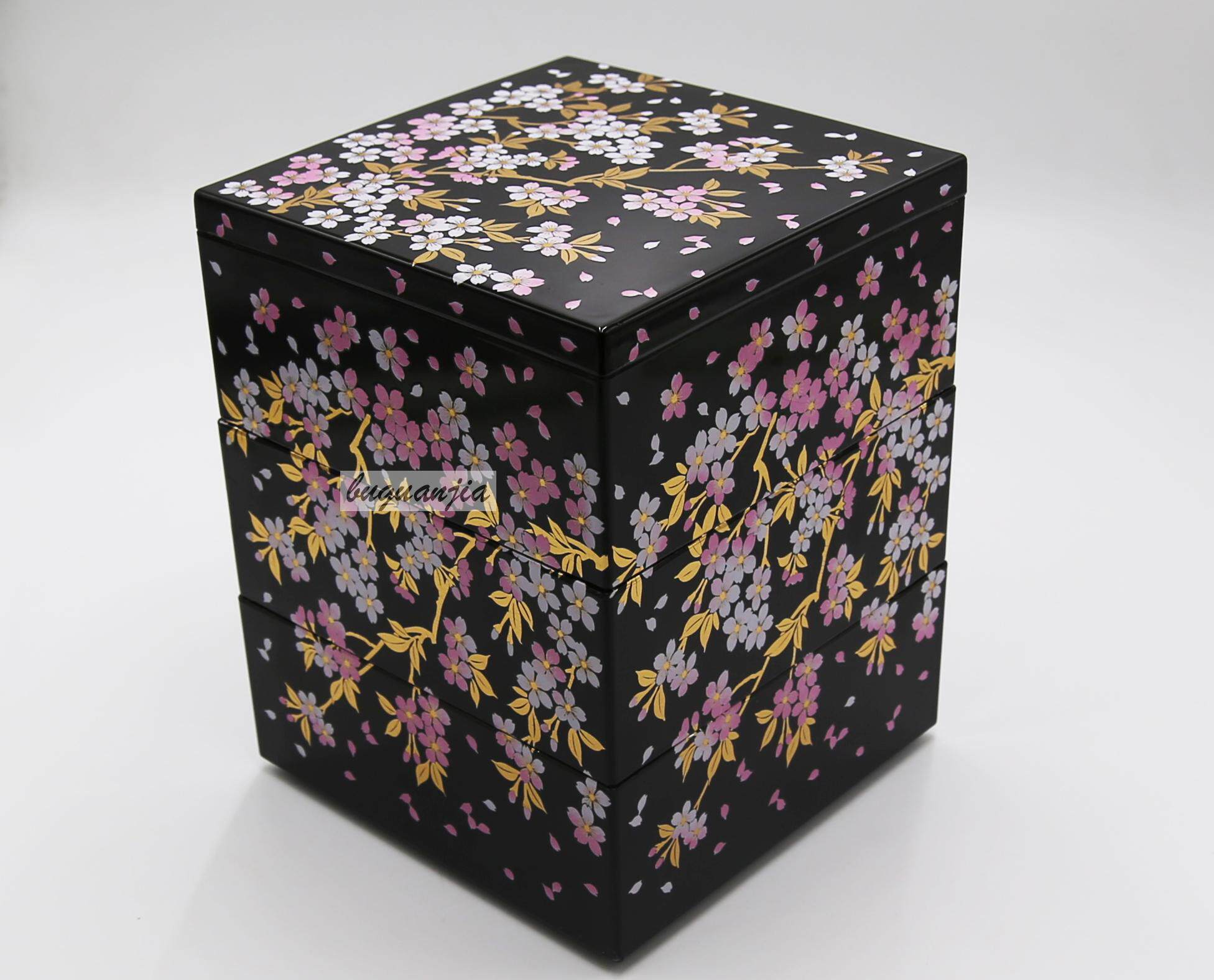 三层日式小号樱花富士山寿司盒怀石料理盒食盒料理刺身盒伴手礼盒