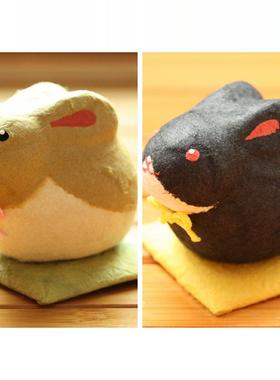 日本制纯手工和纸小兔子开运摆件